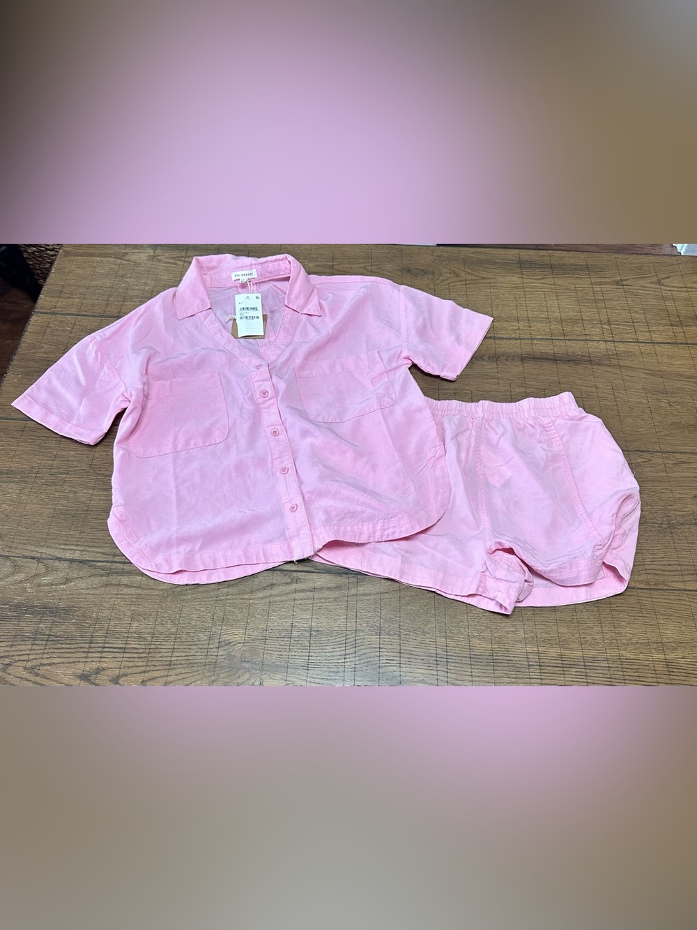 Blu Pepper Pink Button-Up Shirt and Matching Short NWT Small